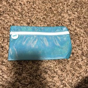 Blue shimmer makeup bag